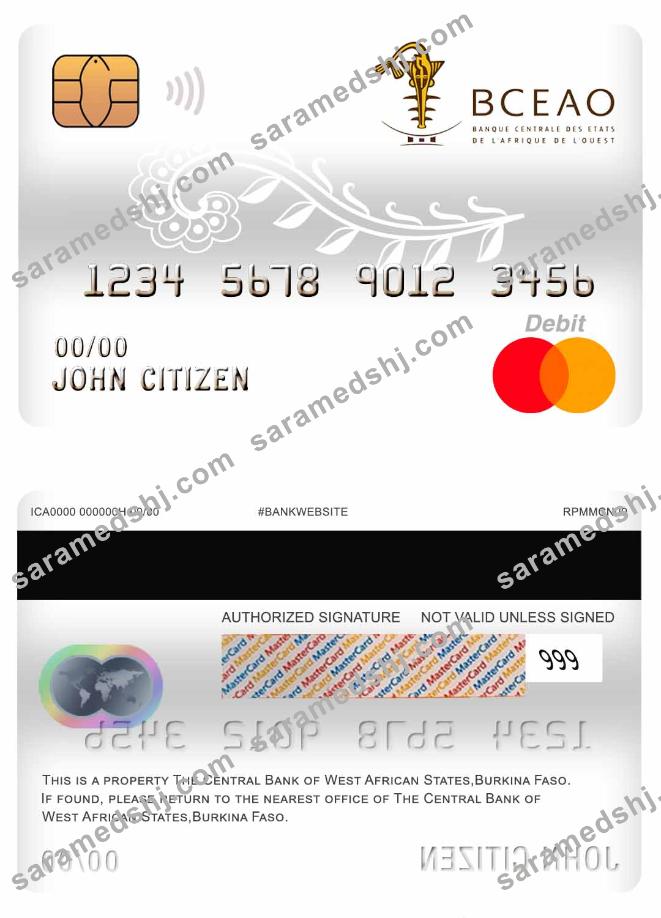 Burkina Faso The Central Bank of West African States Bank master debit card